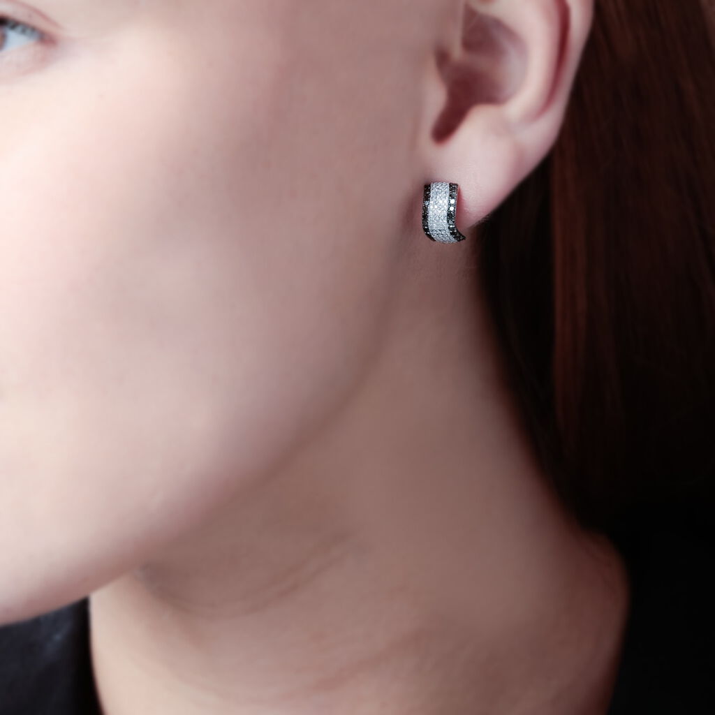 Boucles D'oreilles Puces Pacifique Or Blanc Diamant - Spannringe Damen | OROVIVO
