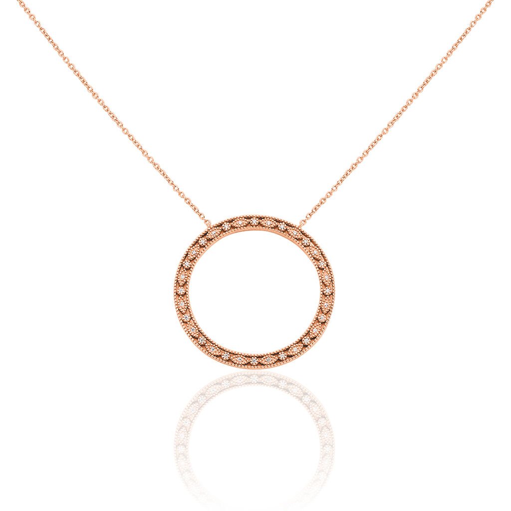 ANNA 3 Damen Collier Silber rosevergoldet 925 Zirkonia Wei&szlig; 0,06 ct Kreis