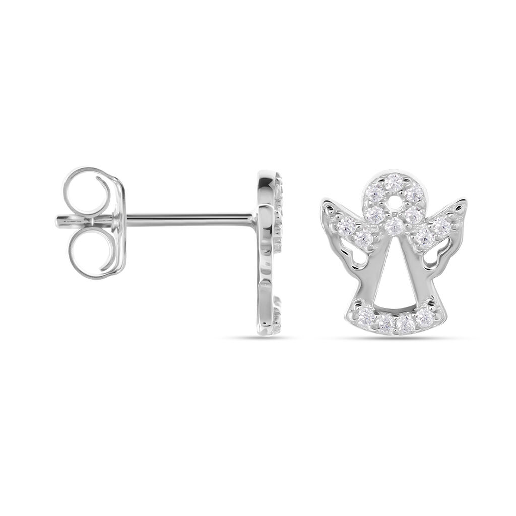 Damen Ohrstecker Silber Silber 925 Zirkonia Engel 8,00mm 0,9cm - Ohrstecker Damen | OROVIVO
