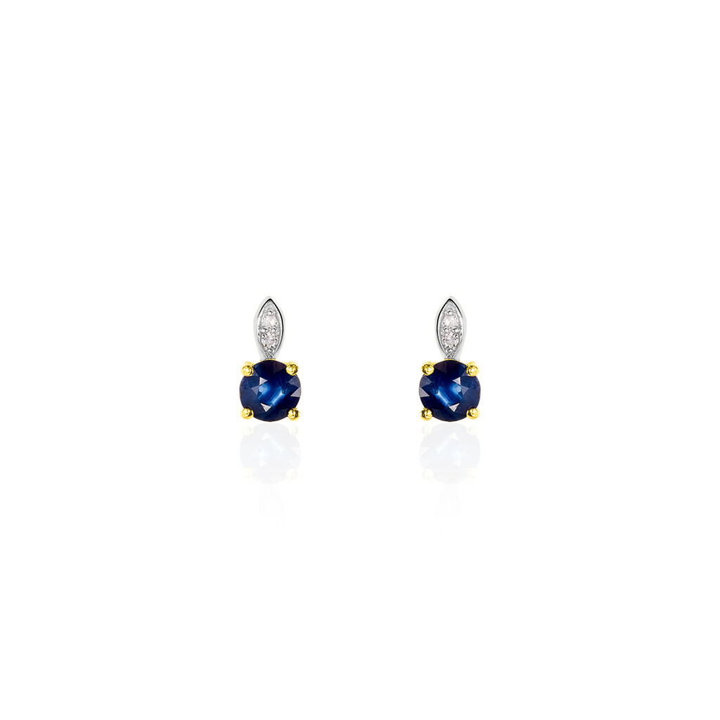 Damen Ohrstecker Gold Bicolor 375 Saphir 1,57ct Kreis Karlea 2  - Ohrstecker Damen | OROVIVO