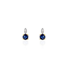 Damen Ohrstecker Gold 375 Diamant 0,02ct Saphir - Ohrstecker Damen | OROVIVO