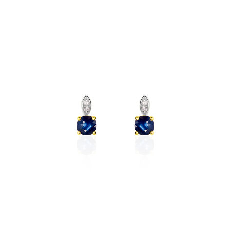 Damen Ohrstecker Gold 375 Diamant 0,02ct Saphir - Ohrstecker Damen | OROVIVO