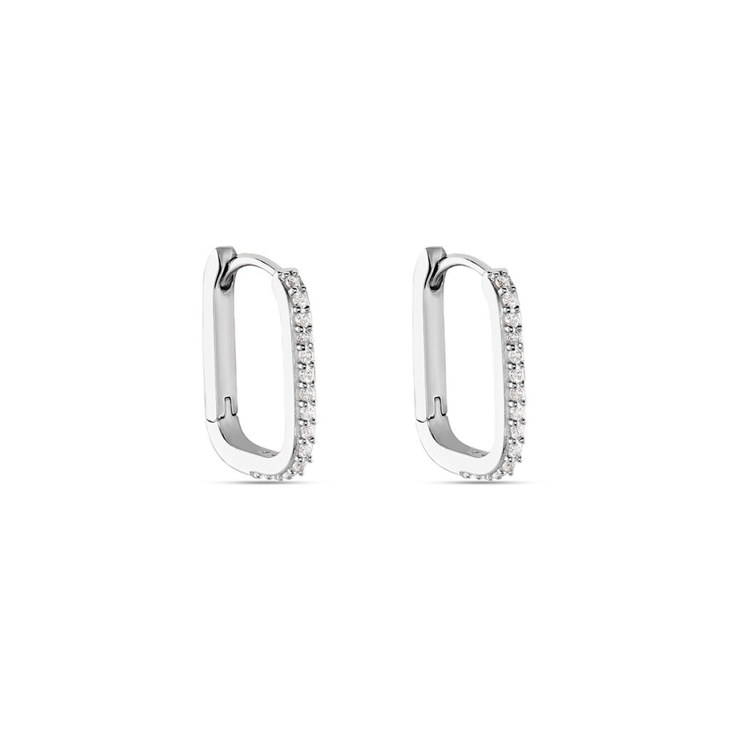 MADDIE Damen Creolen Silber 925 Zirkonia Wei&szlig; 0,49 ct Rechteckig