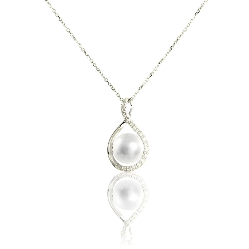 Collier Davy Or Blanc Perle De Culture Et Diamant - Spannringe Damen | OROVIVO