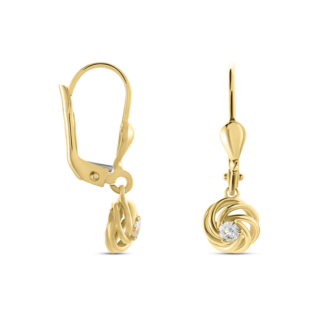  Ohrringe Lang Gold 375 Zirkonia Brigitte 7 7,00mm 2,2cm - Ohrhänger  | OROVIVO