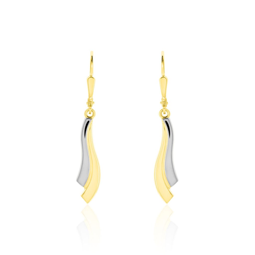 BRIGITTE 2 Damen Ohrringe Lang Gold Bicolor 333 (8 Karat) Welle