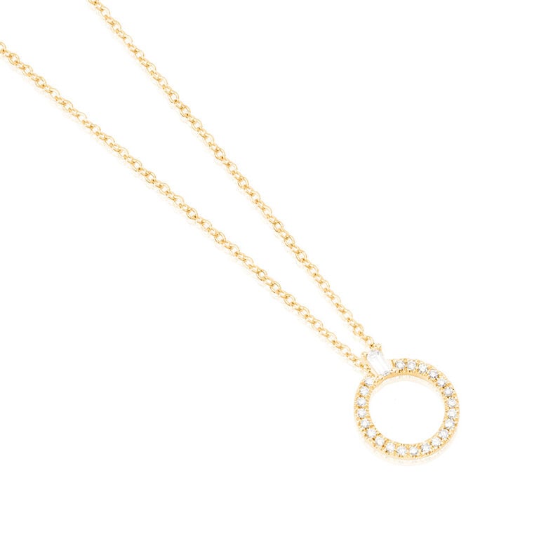 KAMIYAH Damen Collier Gold 375 (9 Karat) Diamant Wei&szlig; 0,08 ct Kreis - Halsketten Damen | OROVIVO