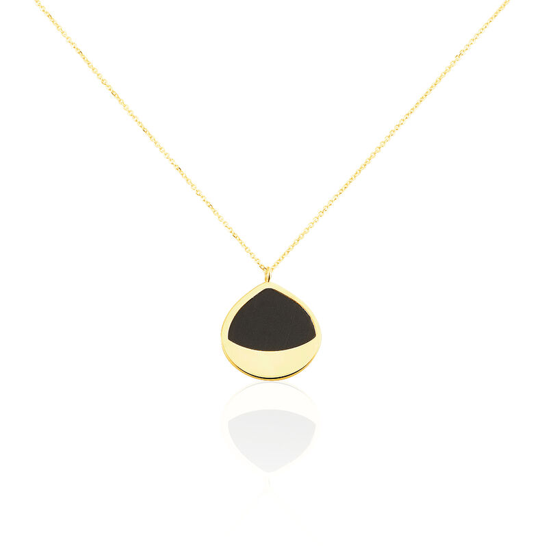 IAKKA Damen Collier Gold 375 (9 Karat) Onyx Schwarz Kreis - Halsketten Damen | OROVIVO