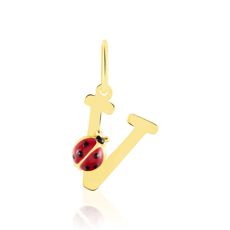 Pendentif Or Jaune Coccinelle Lettre V - Spannringe Kinder | OROVIVO