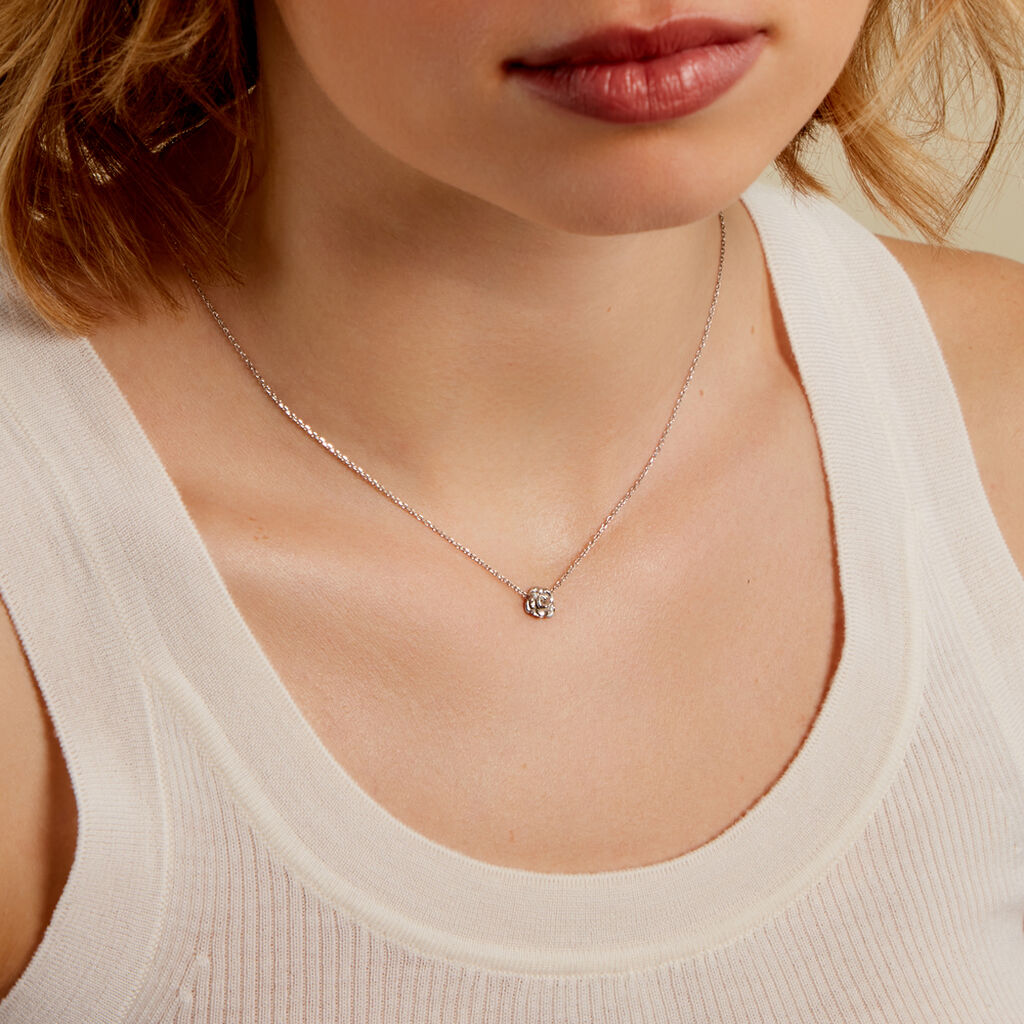 ROSALIA Damen Collier Silber 925 Rosette B 0,7 mm