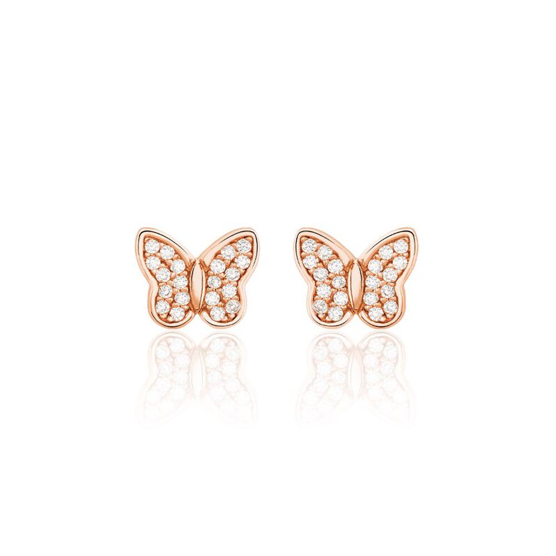 Orecchini in argento forma farfalla con zirconi - Spannringe Damen | OROVIVO