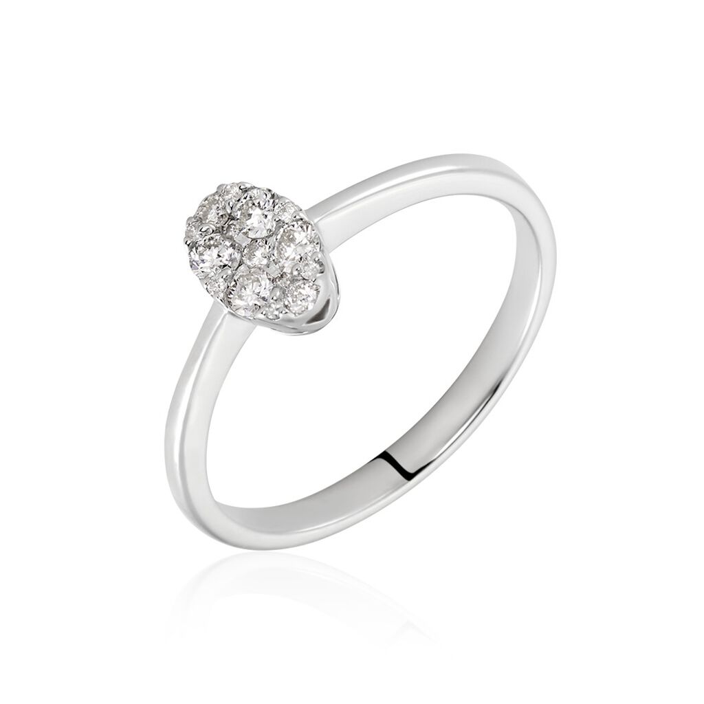 RINNA Damen Ring Wei&szlig;gold 375 (9 Karat) Diamant Wei&szlig; 0,21 ct Oval