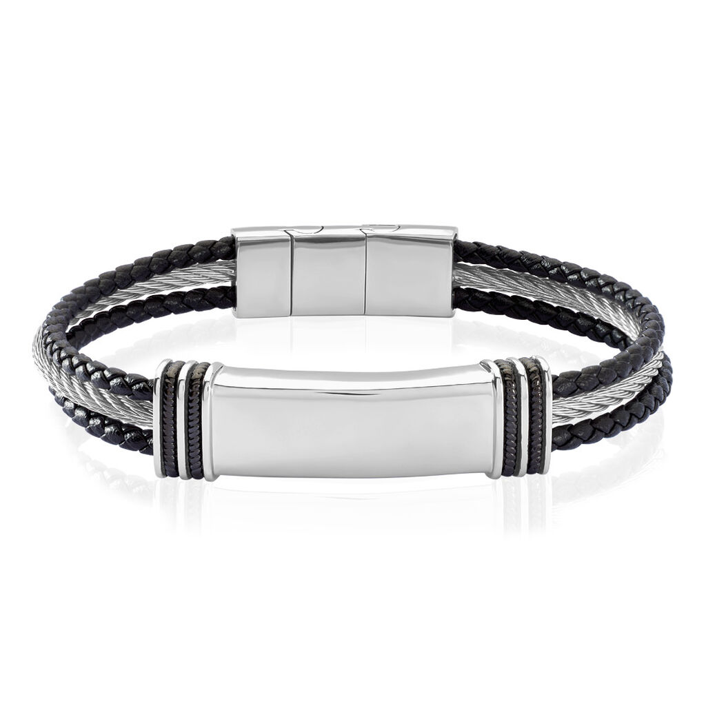 Thumbnail - HENRY Herren ID Armband Edelstahl Bicolor Silber/Schwarz, ID Armband ohne Stein