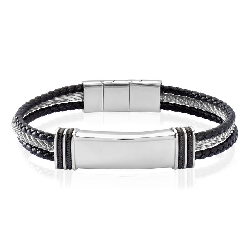 HENRY Herren ID Armband Edelstahl Bicolor Silber/Schwarz - Armb&auml;nder mit Gravur Herren | OROVIVO