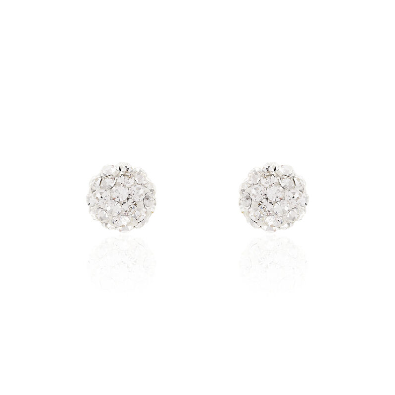TUVALLA Damen Ohrstecker Silber 925 Strass Wei&szlig; Ball - Ohrstecker Damen | OROVIVO