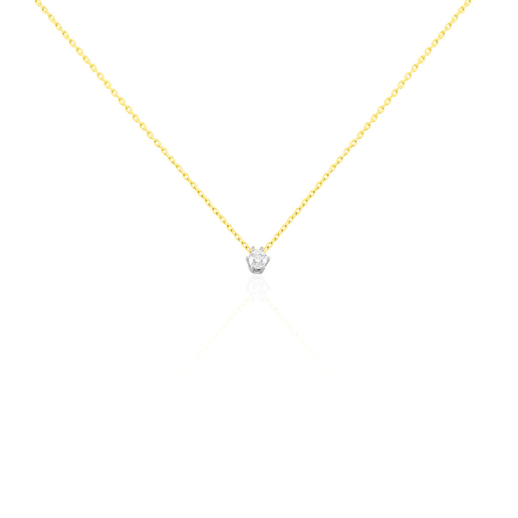 🦚 Damen Collier Gold Bicolor 750 Diamant 0,2ct Rome, Collier mit Stein