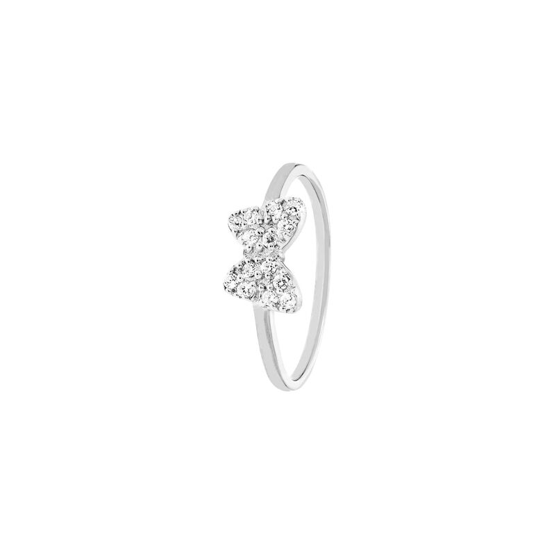 Anello fiocco in argento rodiato e zirconi - Spannringe Damen | OROVIVO