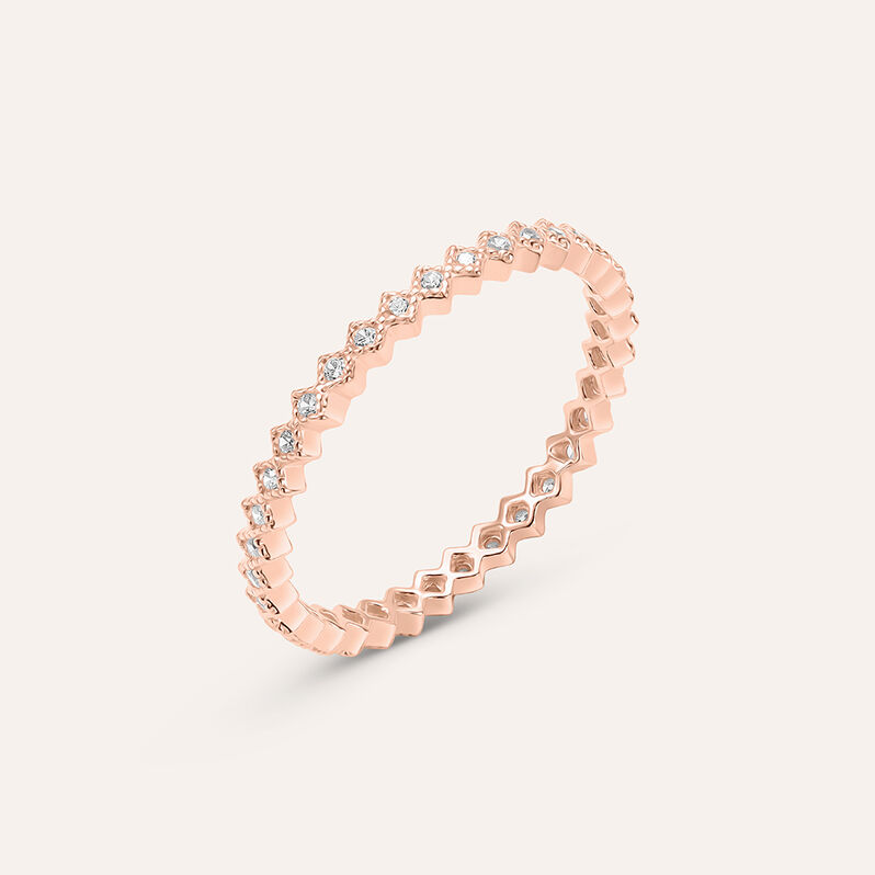 Anello Eternity Silver Elegance Argento Rosa Cubic Zirconia - Spannringe Damen | OROVIVO