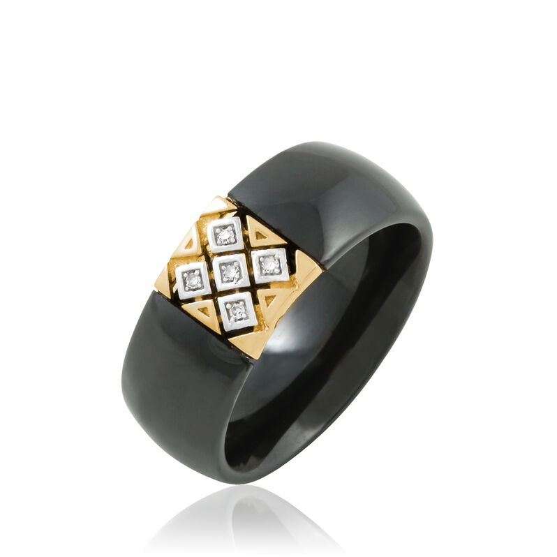 Bague Celyane Or Jaune Céramique Et Diamant - Spannringe Damen | OROVIVO