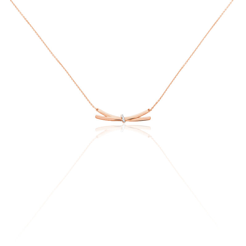 ILVIA Damen Collier Rosegold 375 (9 Karat) Diamant Wei&szlig; 0,01 ct Knoten - Halsketten Damen | OROVIVO