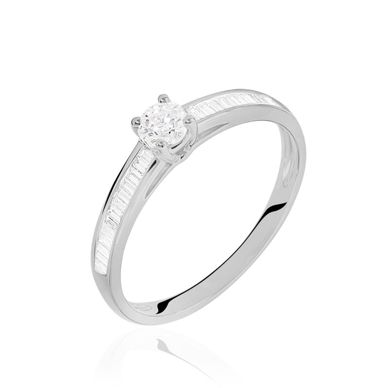 Bague Solitaire Anastasiane Or Blanc Diamant - Spannringe Damen | OROVIVO