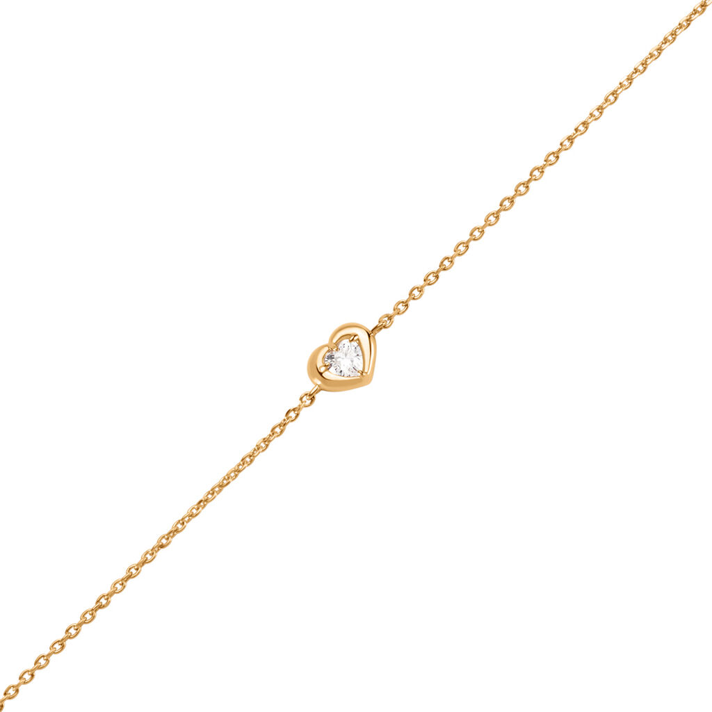 DINA Damen Armband Vergoldet Zirkonia Wei&szlig; Herz