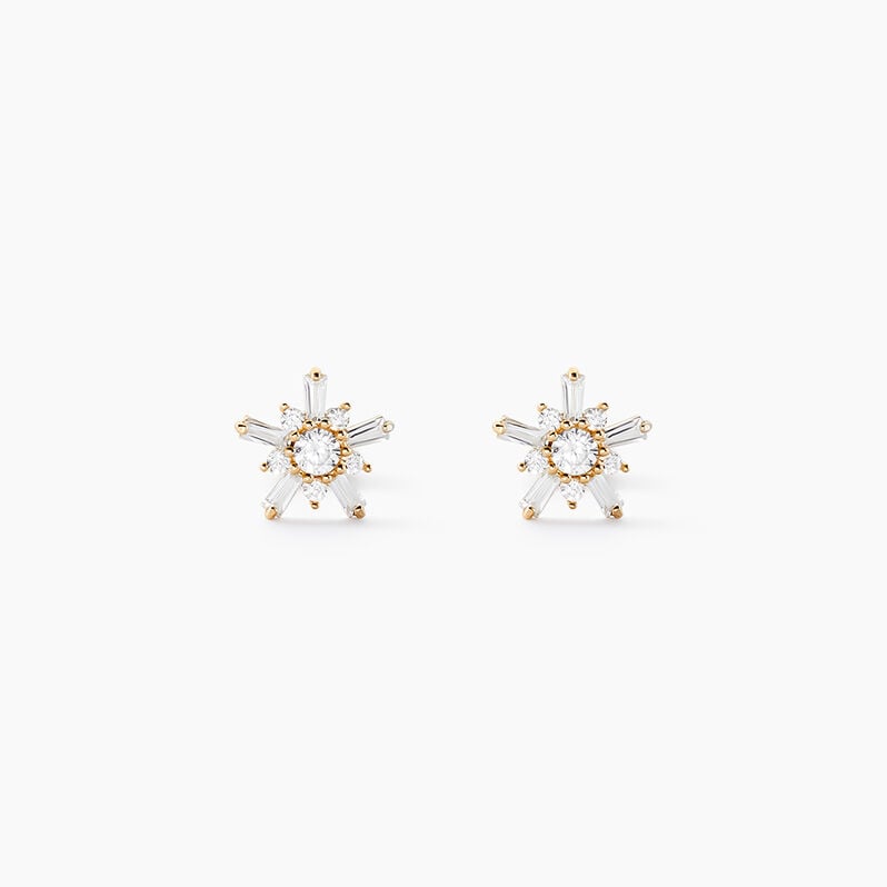 Boucles D'oreilles Puces Wen Or Jaune Oxyde De Zirconium - Spannringe Familie | OROVIVO