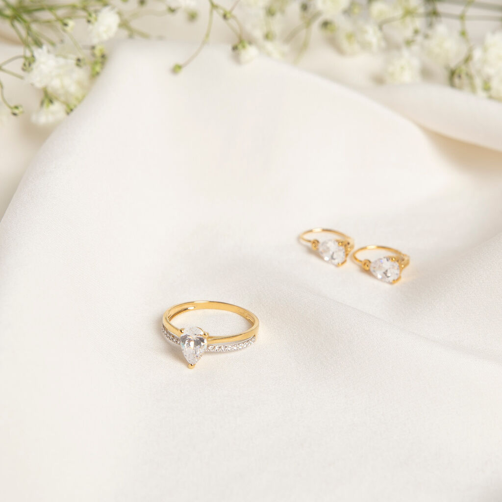 Damen Ring Gold Bicolor 375 Zirkonia Tropfen Clary  - Verlobungsringe Damen | OROVIVO