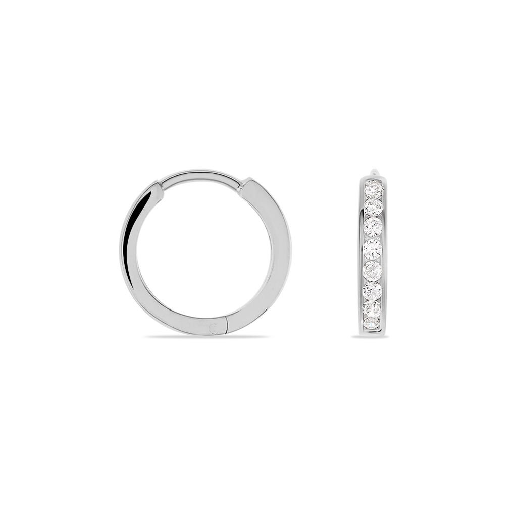 ARIANE 2 Damen Creolen Weißgold 333 (8 Karat) Zirkonia Weiß, Creolen mit Stein