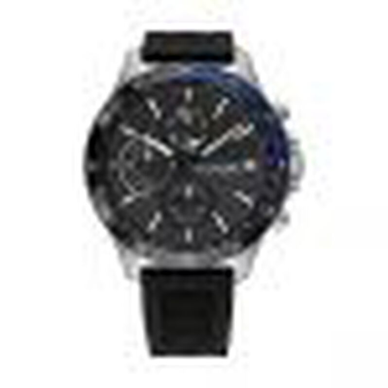 Orologio multifunzione Bank cinturino in silicone nero e cassa in acciaio - Spannringe  | OROVIVO