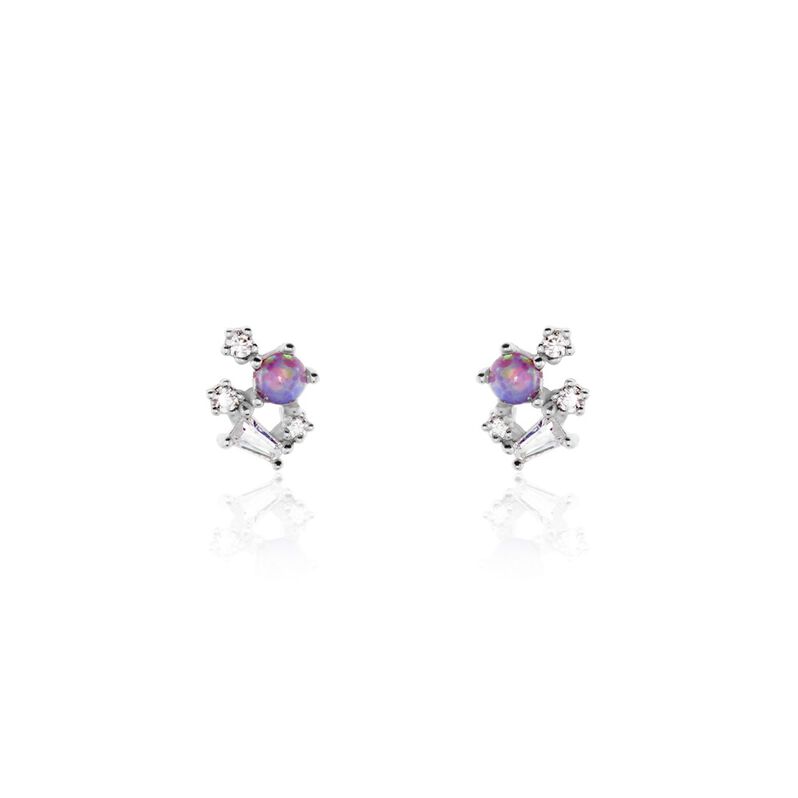 Boucles D'oreilles Puces Pantaleon Argent Weiss Opale - Spannringe Damen | OROVIVO