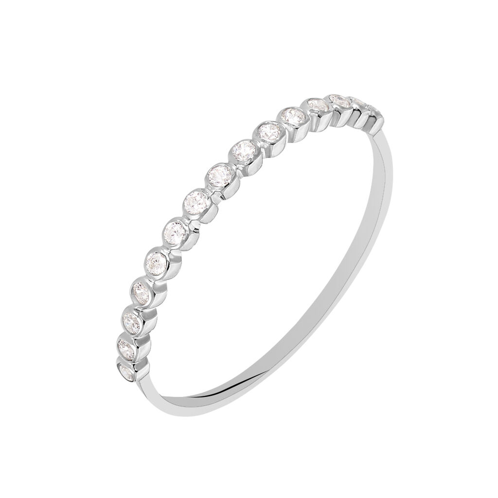 DJANETTE Damen Ring Weißgold 375 (9 Karat) Zirkonia Weiß, Ring mit Stein