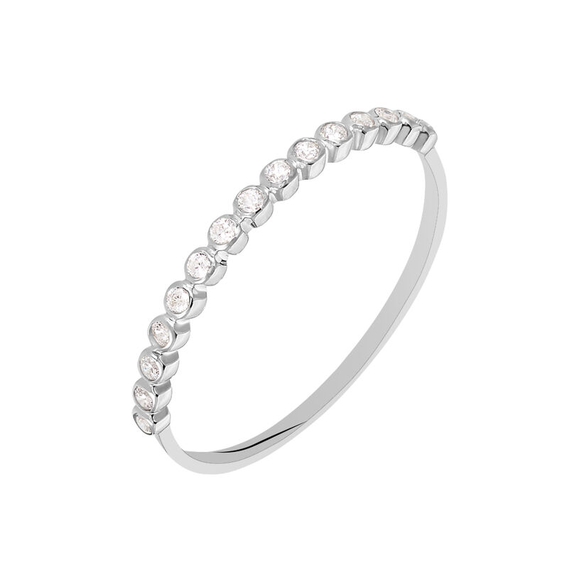 DJANETTE Damen Ring Wei&szlig;gold 375 (9 Karat) Zirkonia Wei&szlig; - Ringe mit Stein Damen | OROVIVO