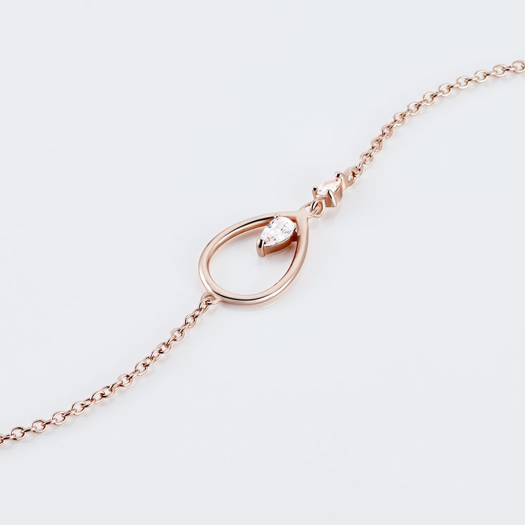 Damen Armband Silber rosevergoldet 925 Zirkonia Tropfen Marie 2 - Armbänder mit Anhänger Damen | OROVIVO