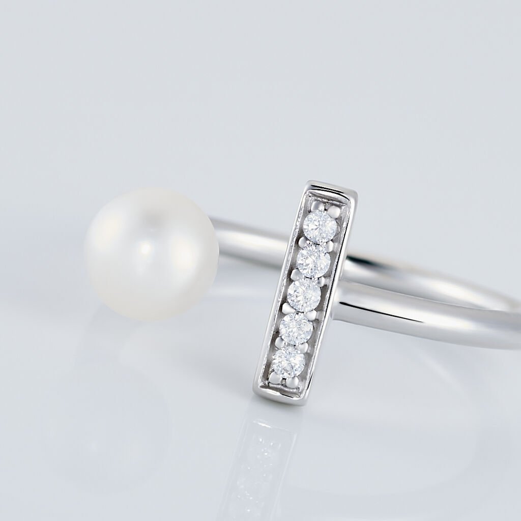 ARIELLE 2 Damen Ring Silber 925 Zirkonia Wei&szlig; Barren