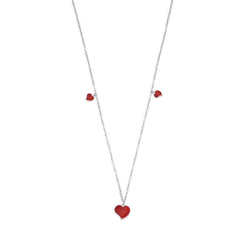 Girocollo in acciaio e cuore smalto rosso - Spannringe Damen | OROVIVO