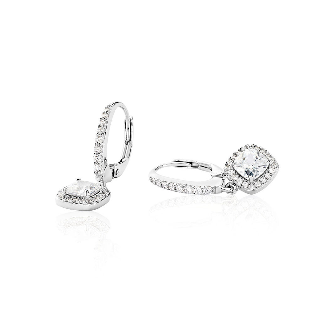 SIENNA Damen Ohrringe Lang Silber 925 Zirkonia Weiß 1,7 ct Viereck, Ohrringe Lang mit Stein