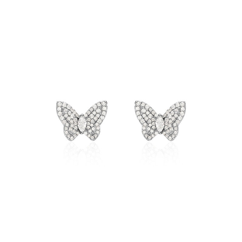SUNA Damen Ohrstecker Silber 925 Zirkonia Wei&szlig; 0,23 ct Schmetterling - Ohrstecker Damen | OROVIVO