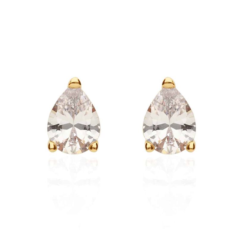 Orecchini a lobo in ottone dorato con zircone - Spannringe Damen | OROVIVO