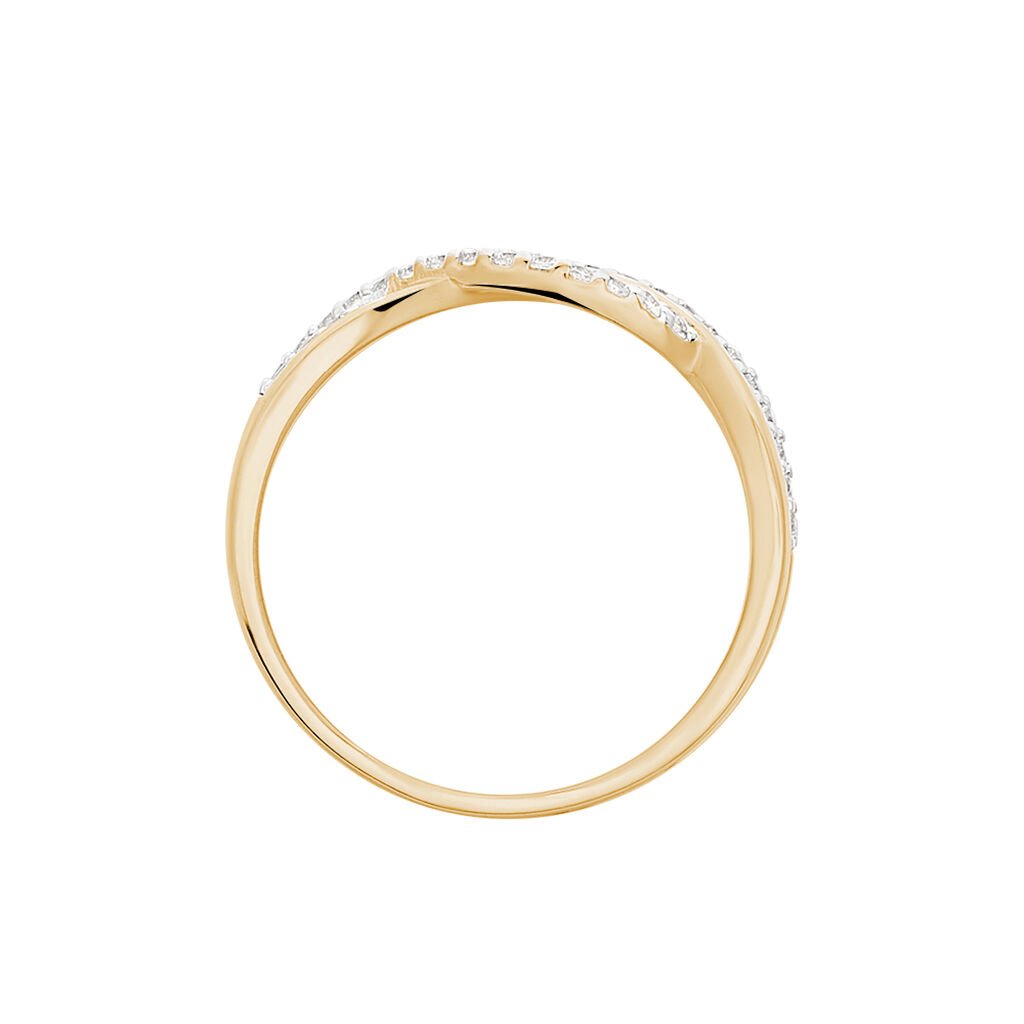 Damen Ring Vergoldet Zirkonia Wei&szlig; Welle