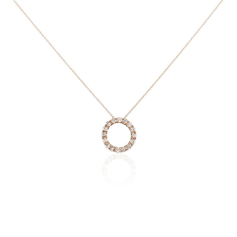 Damen Collier Silber rosevergoldet 925 Zirkonia Champagner Kreis Myriam 1,15mm - Halsketten Damen | OROVIVO