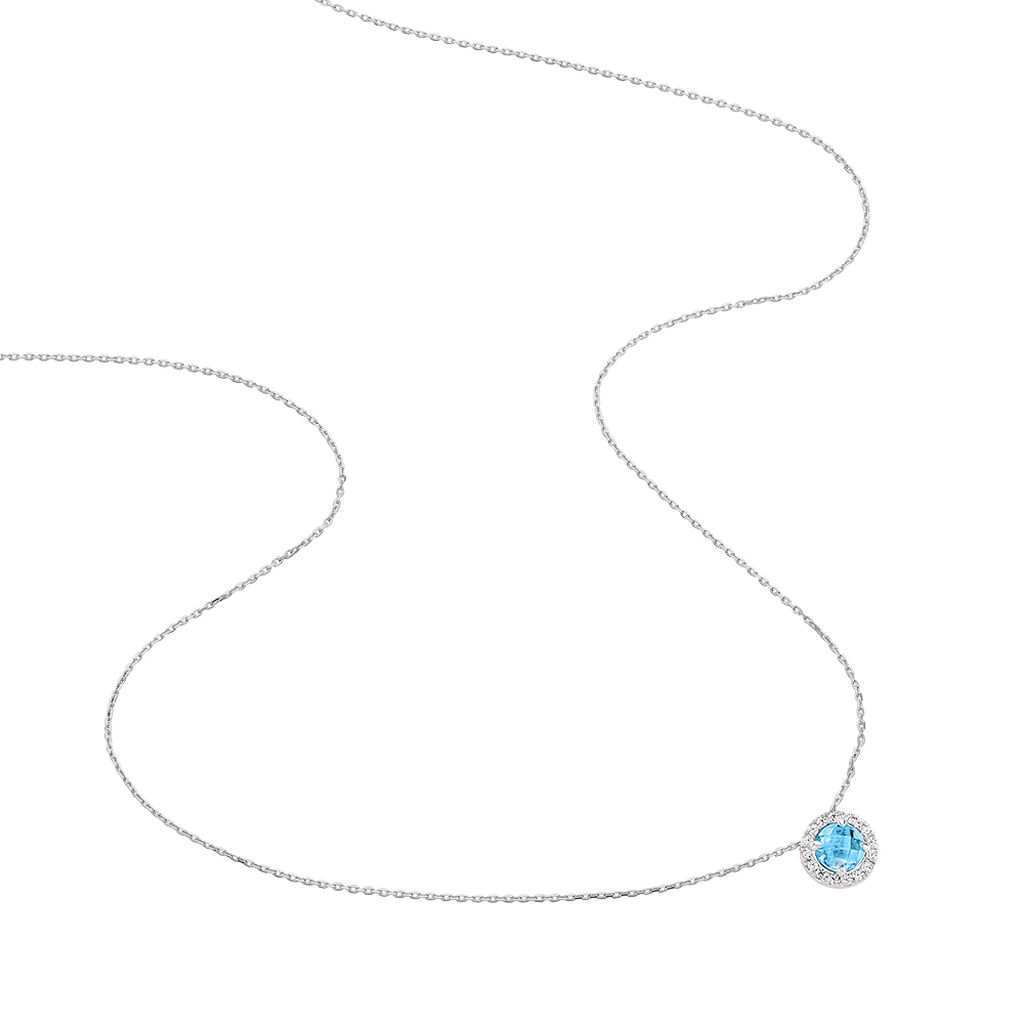 EGA Damen Collier Wei&szlig;gold 375 (9 Karat) Topas Blau 0,920 ct Kreis