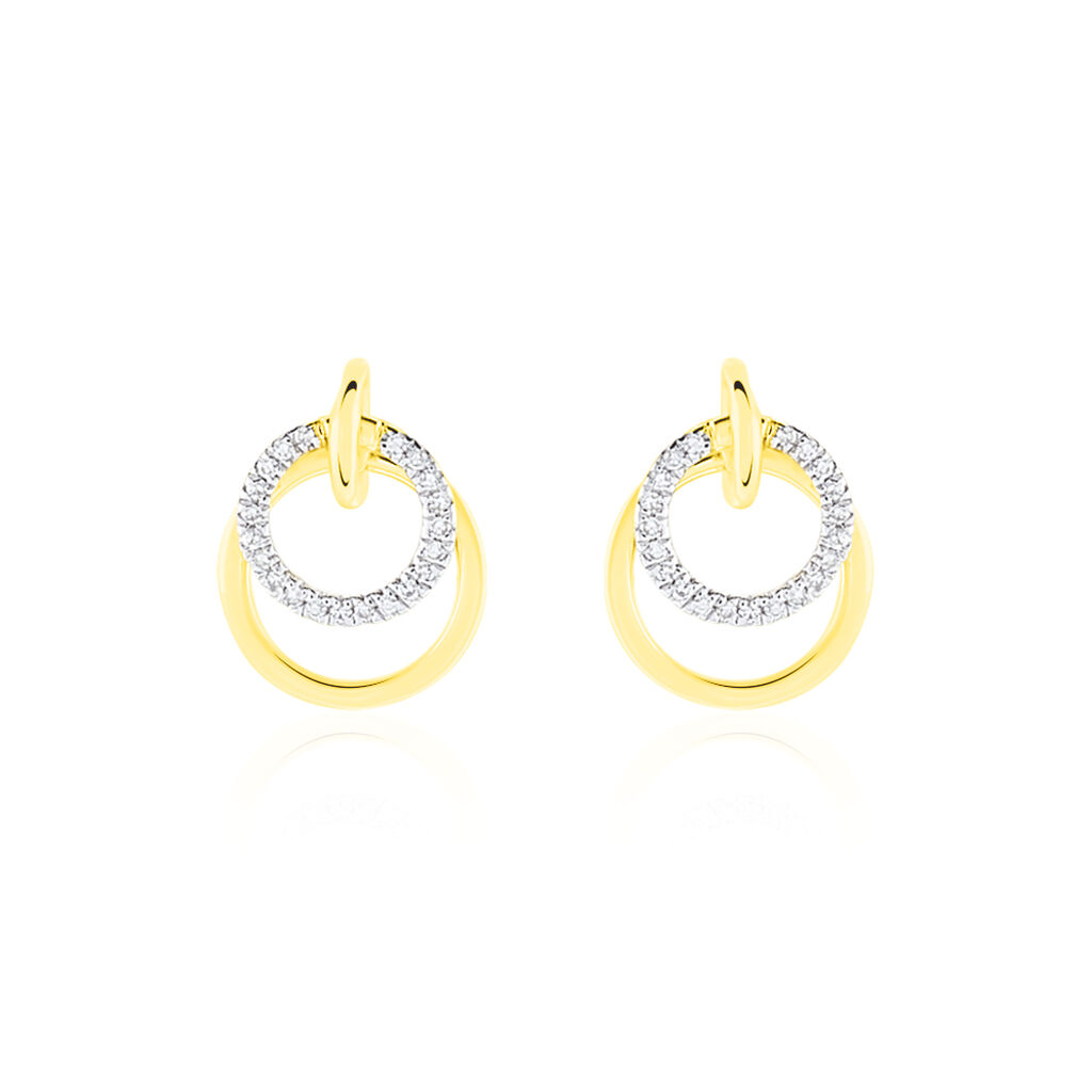 Boucles D'oreilles Puces Megan Or Jaune Diamant - Spannringe Damen | OROVIVO