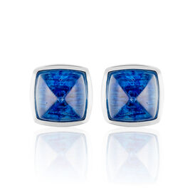 Damen Ohrstecker Silber 925 Blaues Glas Pyramid - Ohrstecker Damen | OROVIVO