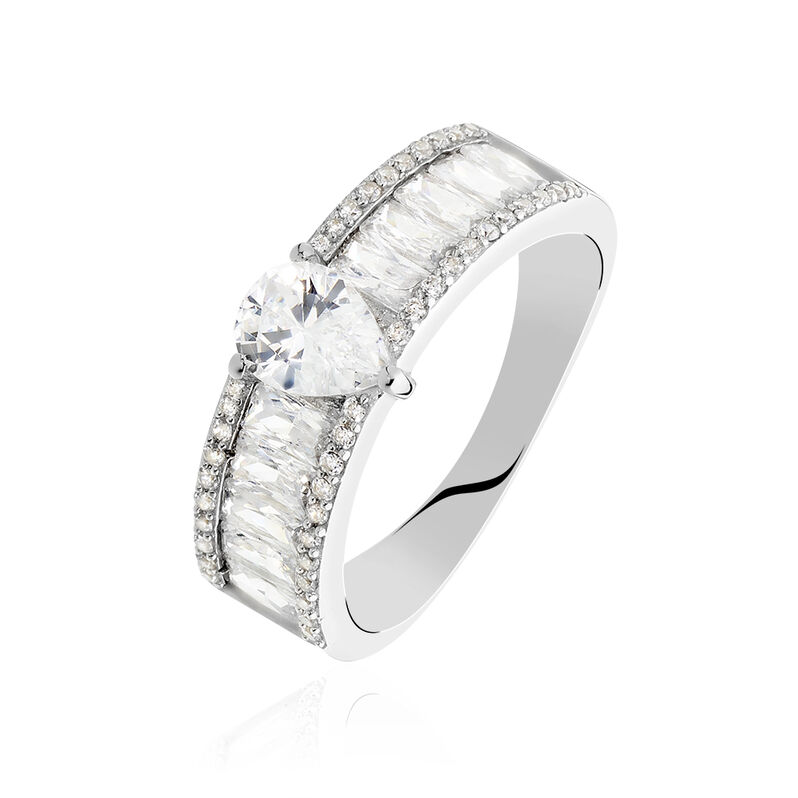 Damen Ring Wei&szlig;gold 375 (9 Karat) Zirkonia Wei&szlig; Tropfen - Verlobungsringe Damen | OROVIVO