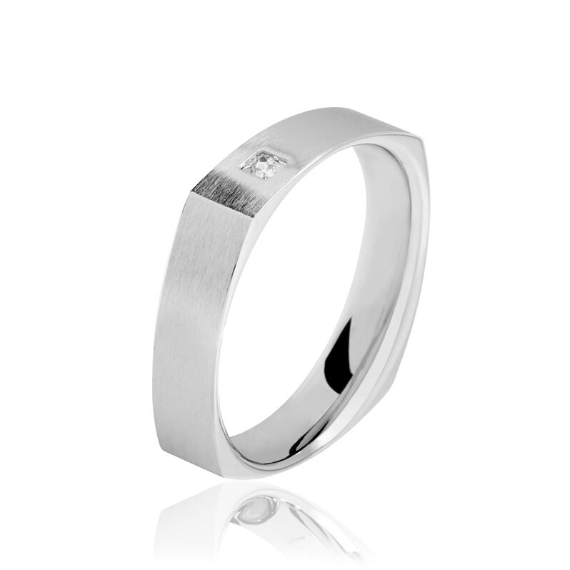Alliance Carree Brossee Or Blanc Diamant - Spannringe Familie | OROVIVO