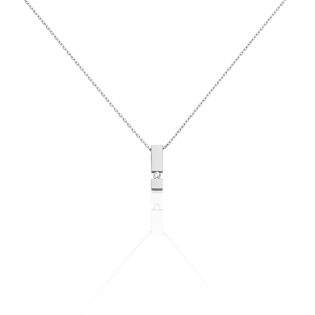GRANADA Damen Collier Weißgold 375 (9 Karat) Diamant Weiß 0,04 ct Barren, Collier mit Stein