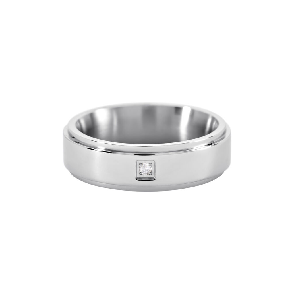 BOND Damen Ring Edelstahl Diamant Wei&szlig; 0,020 ct B 6 mm