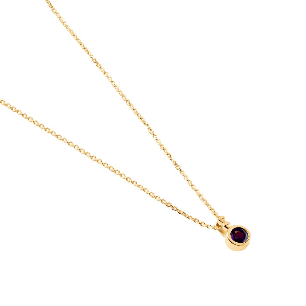 LYKKE Damen Collier Gold 375 (9 Karat) Amethyst Violett 0,25 ct Kreis B 4 mm