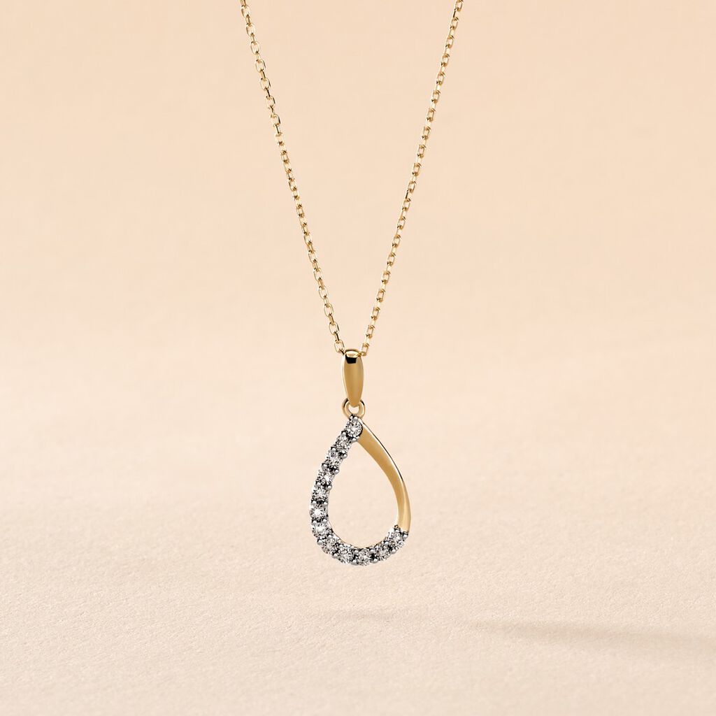 Collier Or Jaune Chrystalise Goutte Diamant - Spannringe Damen | OROVIVO